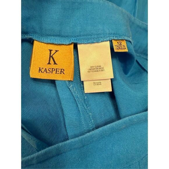 Kasper Women’s Linen Pants Side Zip Sz. 12 Blue - Picture 5 of 5